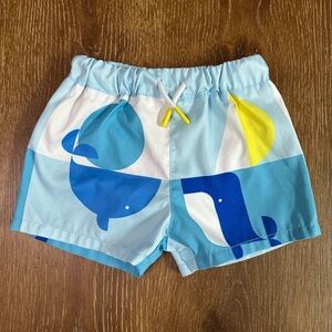 Jacadi Blue and Yellow Whale Print Shorts